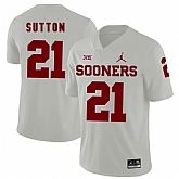 Oklahoma Sooners 21 Marcelias Sutton White College Football Jersey Dzhi,baseball caps,new era cap wholesale,wholesale hats